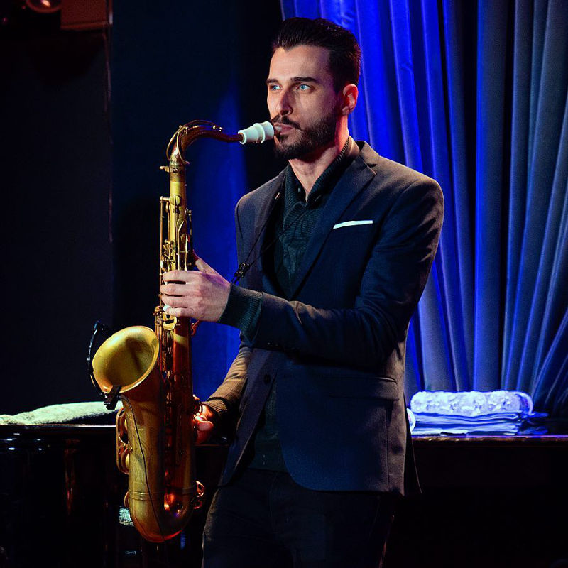 The saxophonist Chad Lefkowitz-Brown plays a Syos tenor saxophone mouthpiece The saxophonist Chad Lefkowitz-Brown plays a Syos tenor saxophone mouthpiece